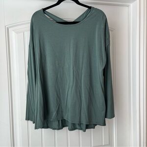 Lululemon Green Long Sleeve cross back Top size 12